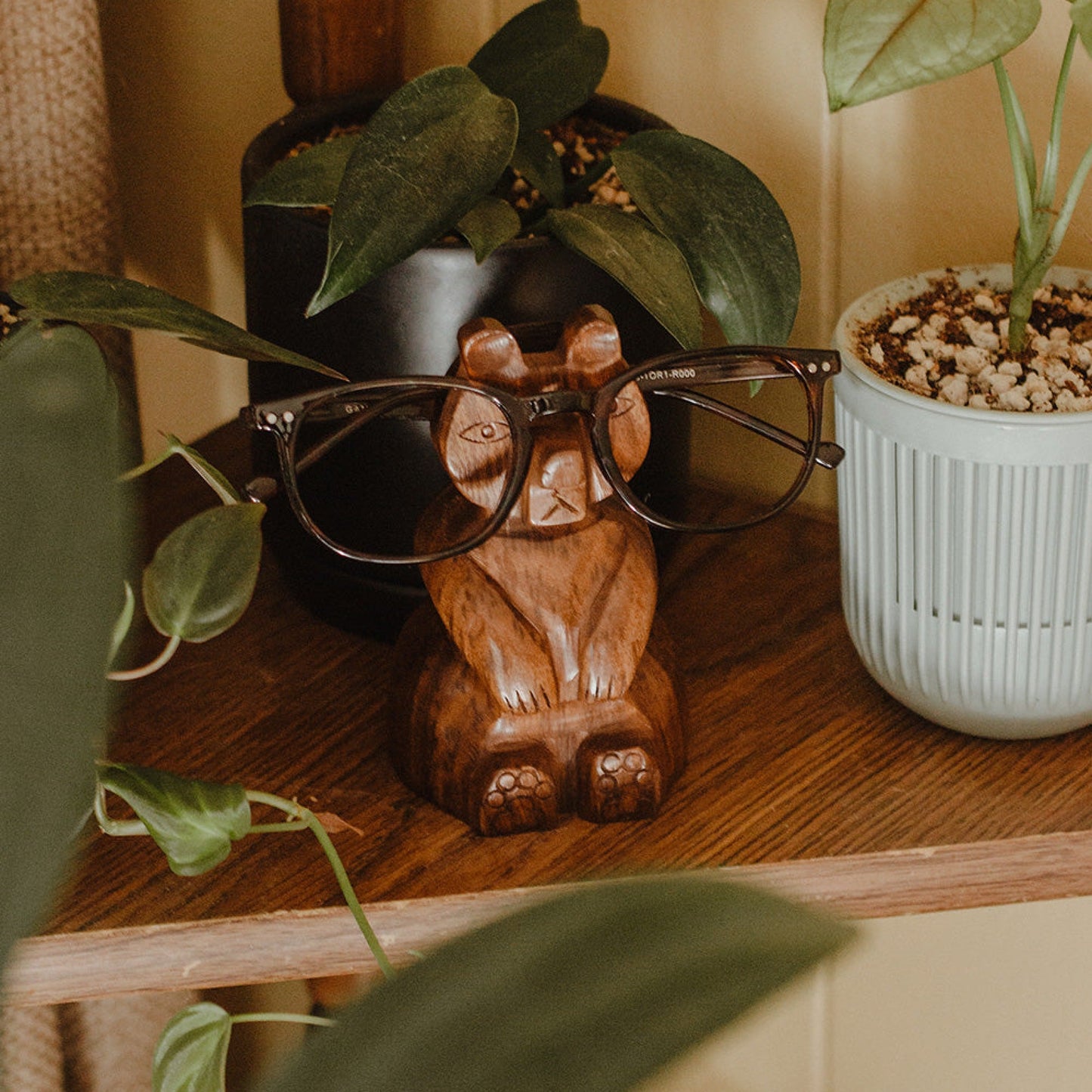 Bear Eyeglasses Holder Stand - Handcrafted Sheesham Wood