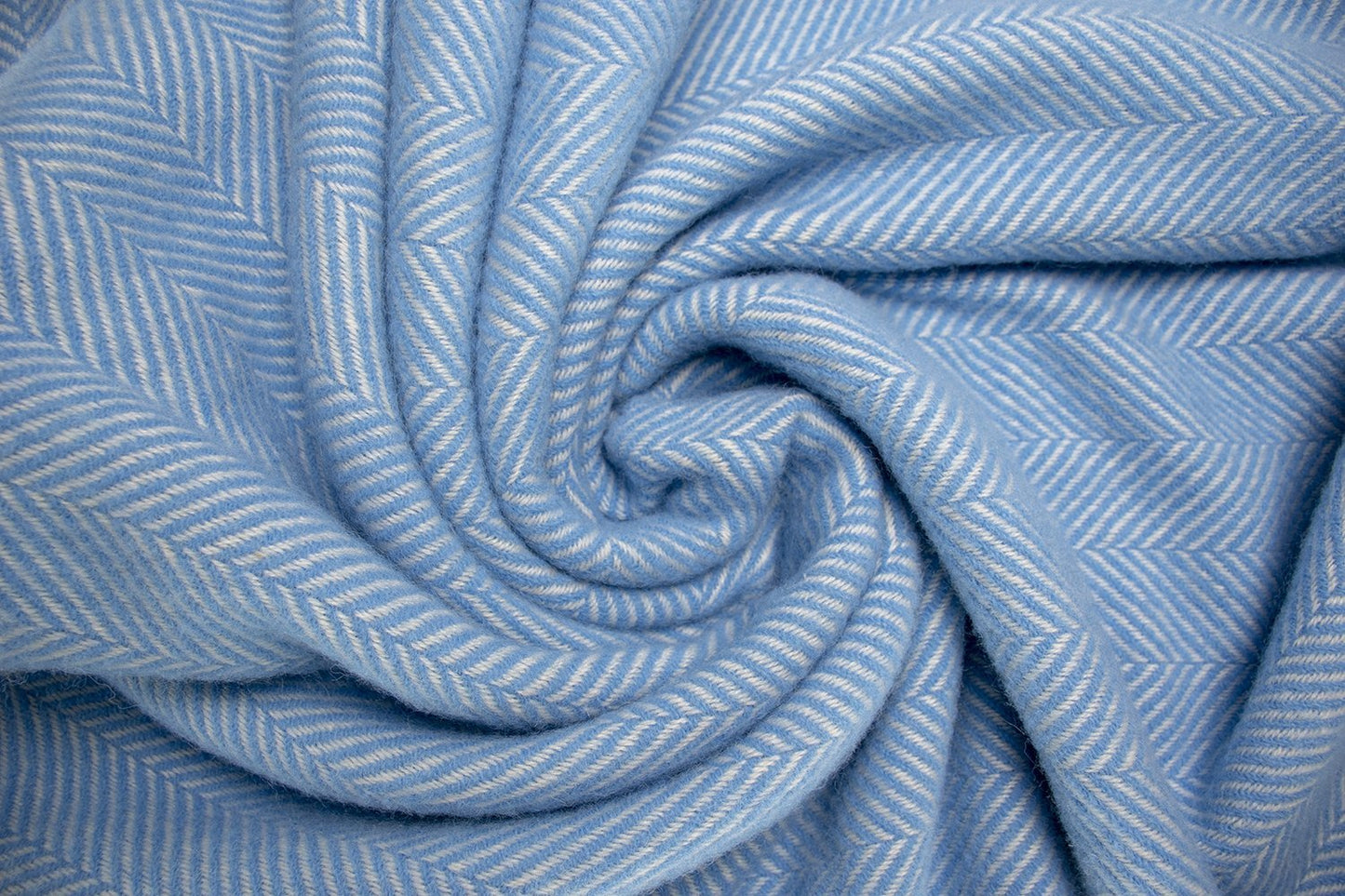 Highland Tweeds Herringbone Pure New Wool Throw - Sky Blue