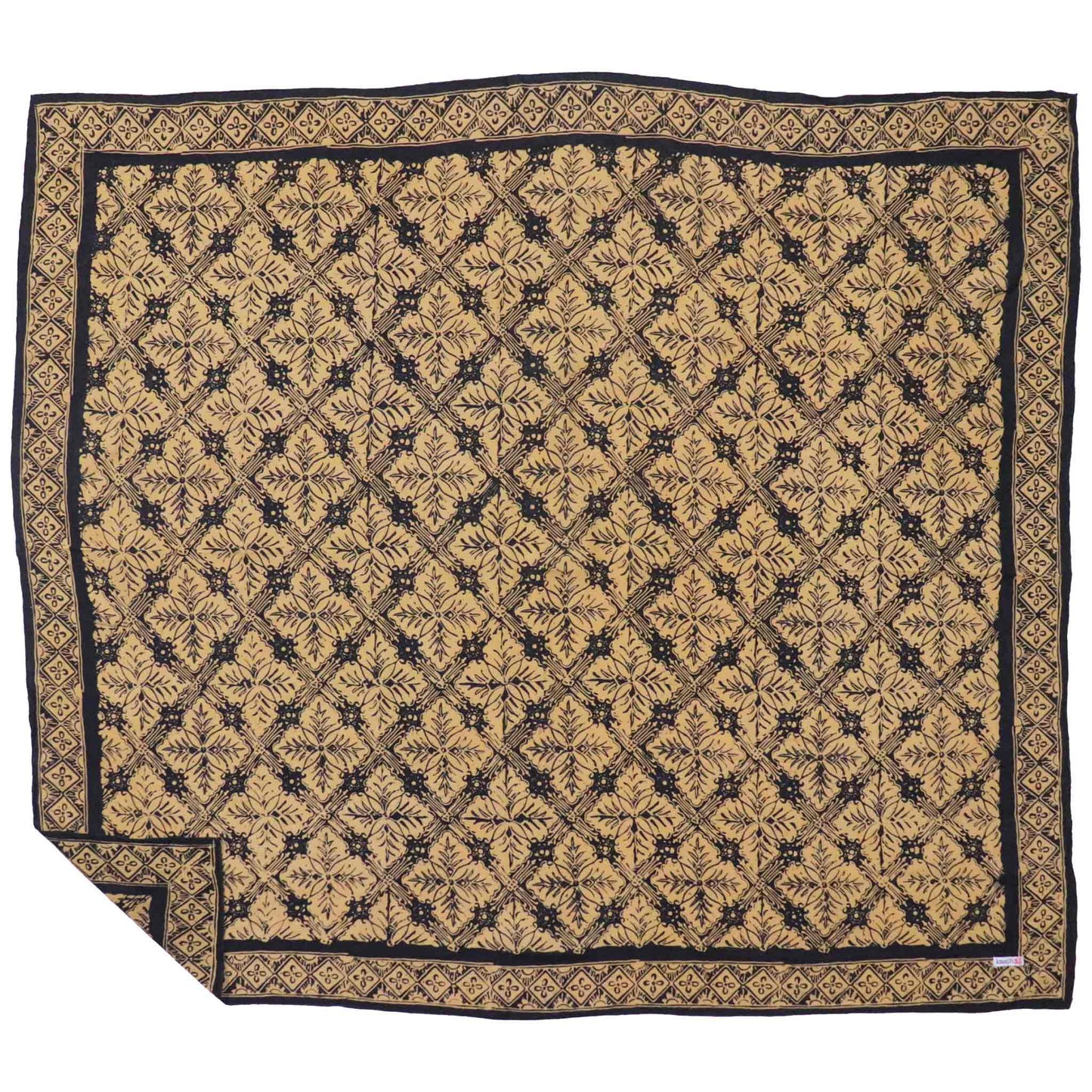 Large 39", Hand Dyed Batik Bandana, Harvest, Brown Black, Oversized, XL