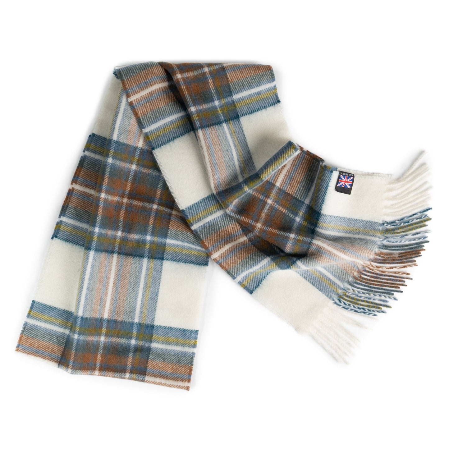 Merino Lambswool Tartan Scarf - Muted Blue Dress Stewart