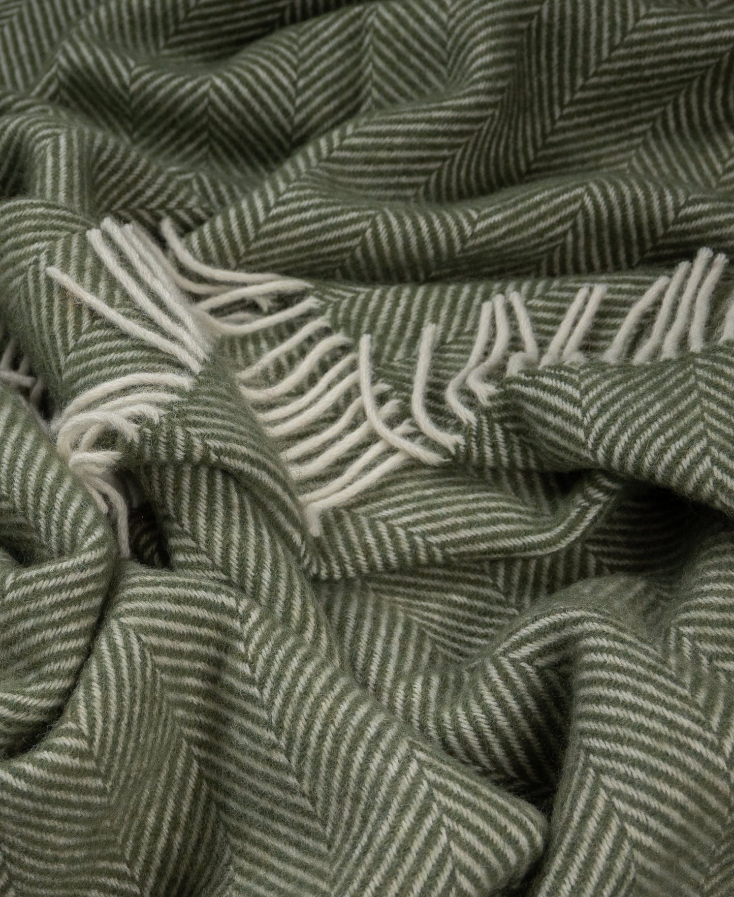 Highland Tweeds Herringbone Pure New Wool Throw ~ Evergreen