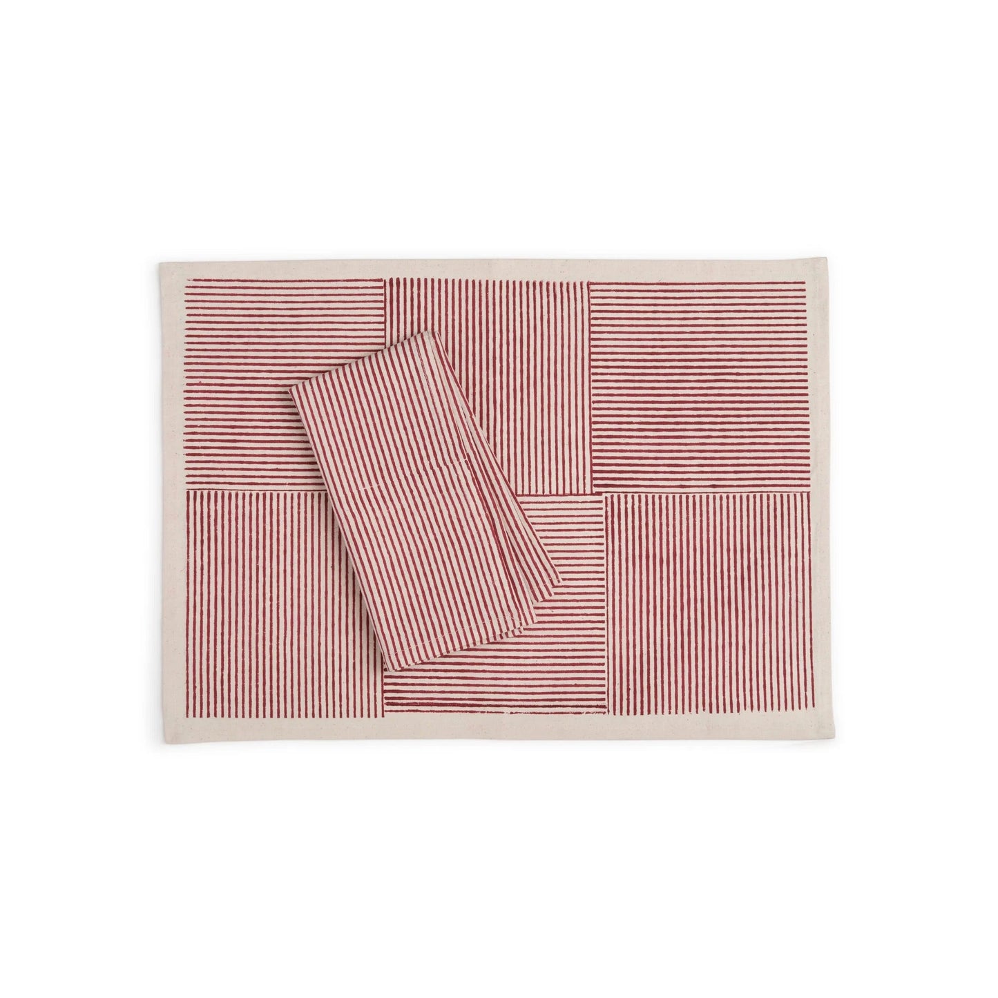 Hand Block Printed Cotton Placemats | 14″ × 20″ | Set of 4 | Fair Trade | FIELDLINE