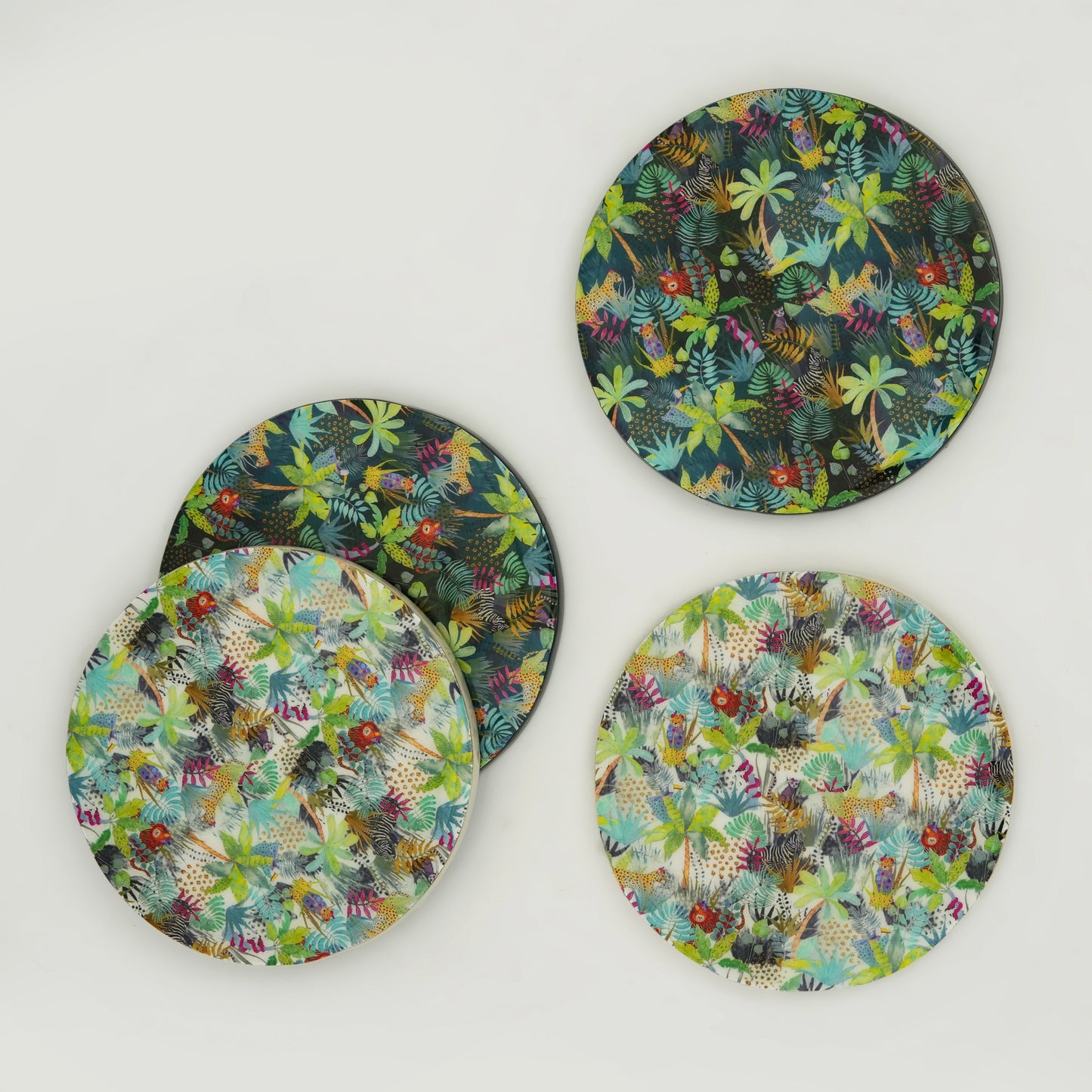 Jungle Bloom Multicolored Coasters – Set of 4