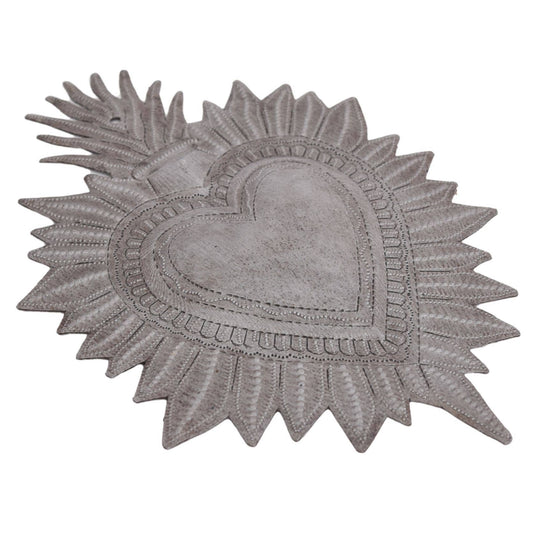 Haitian Metal Sacred Heart 8.5"x6" Handmade Wall Art