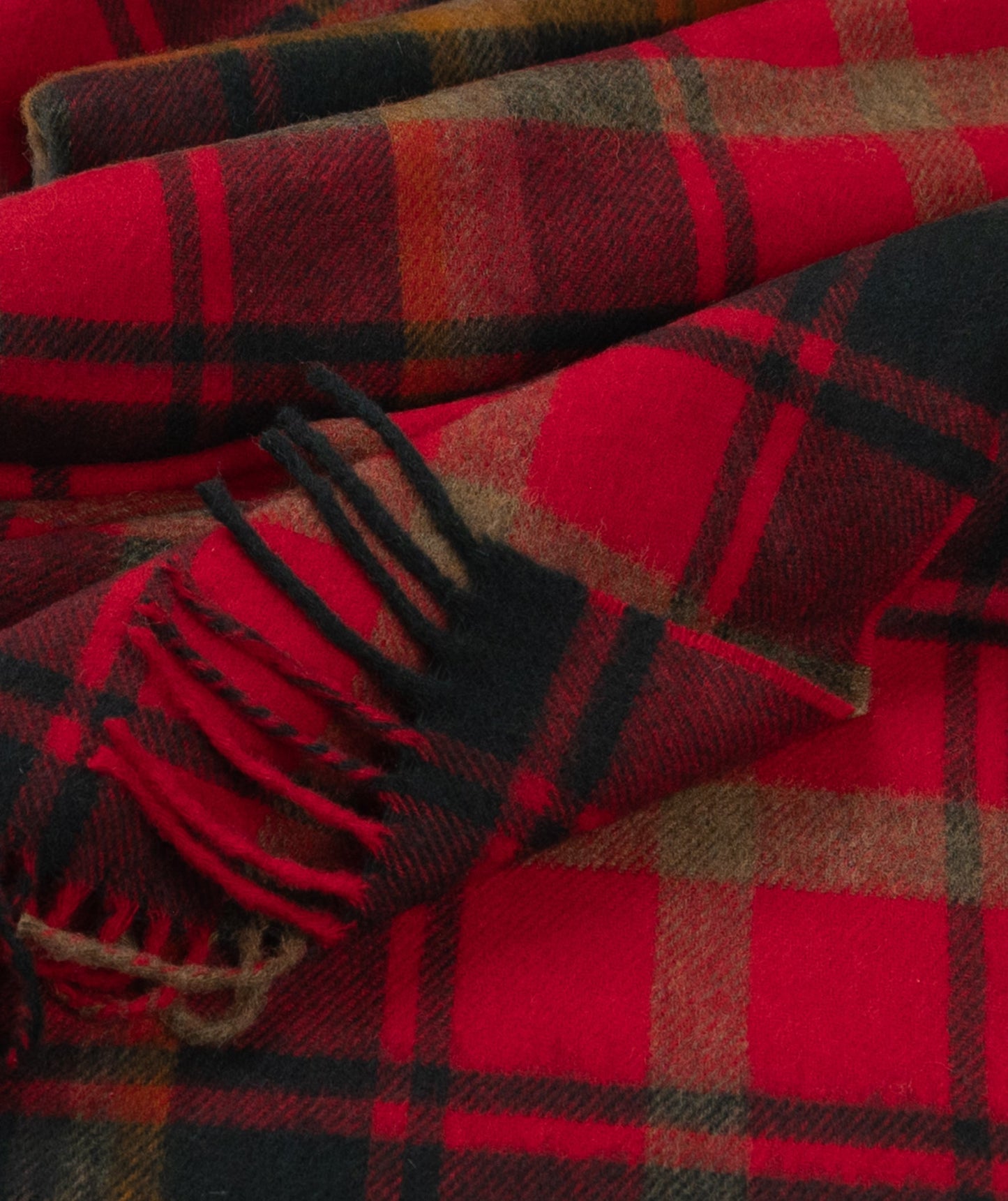 Highland Tartan Tweed Merino Wool Throw - Dark Maple