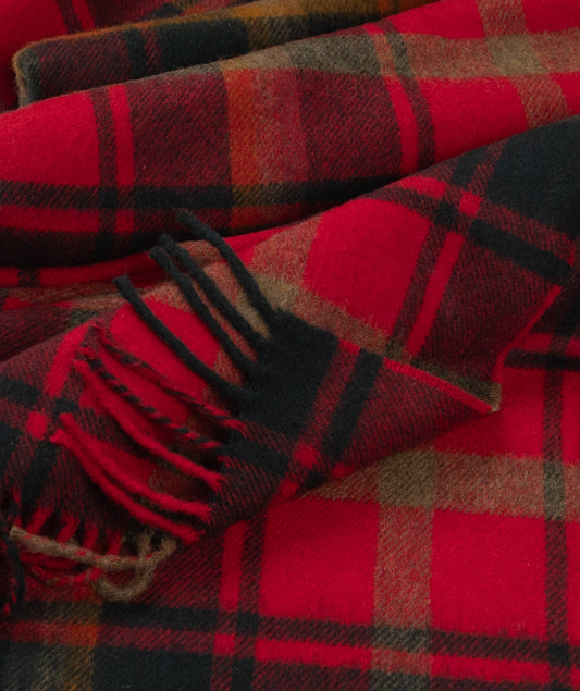 Highland Tartan Tweed Merino Wool Throw - Dark Maple