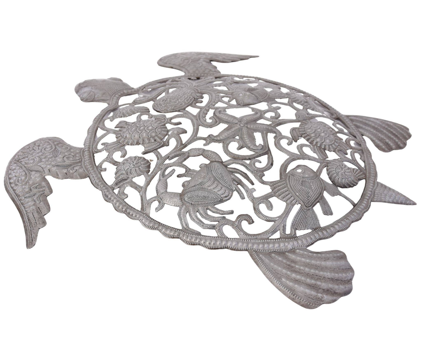 Sea Turtle Wall Art Haitian Metal Coastal Beach Decor 24x22