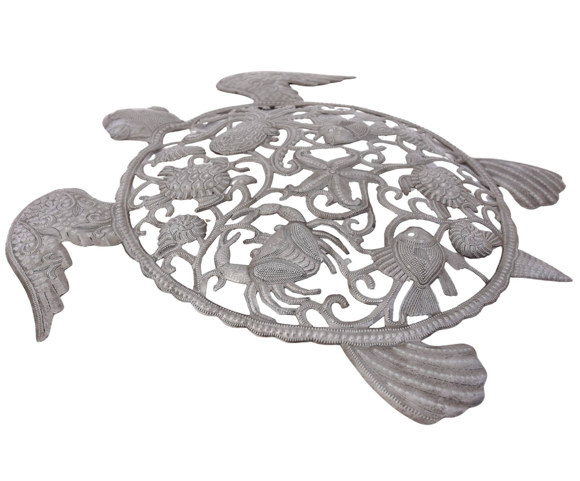 Sea Turtle Wall Art Haitian Metal Coastal Beach Decor 24x22