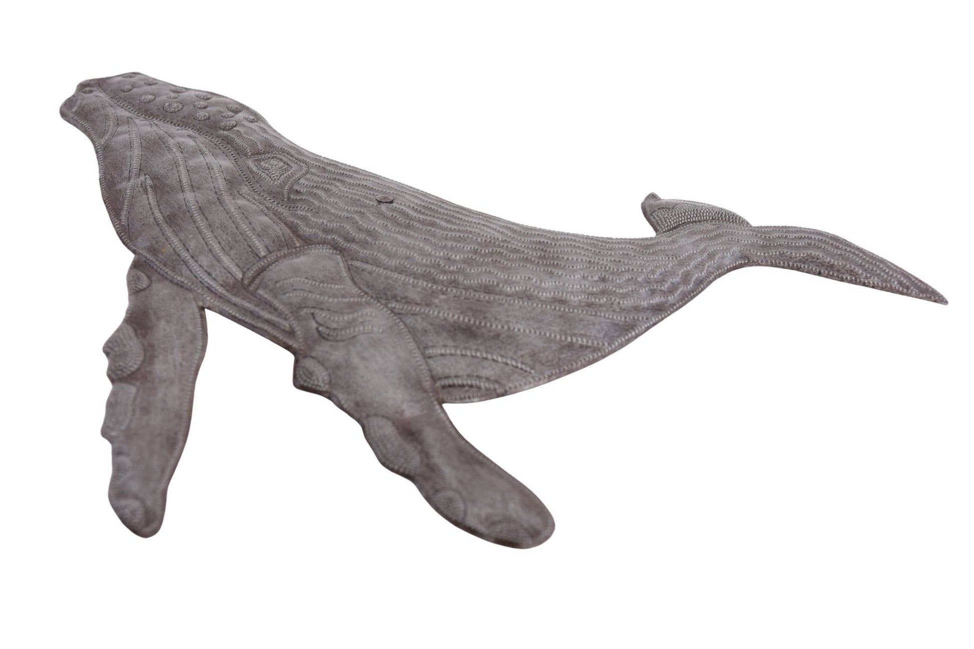Haitian Metal Whale Wall Art 13"x11" Handmade Sculpture Left