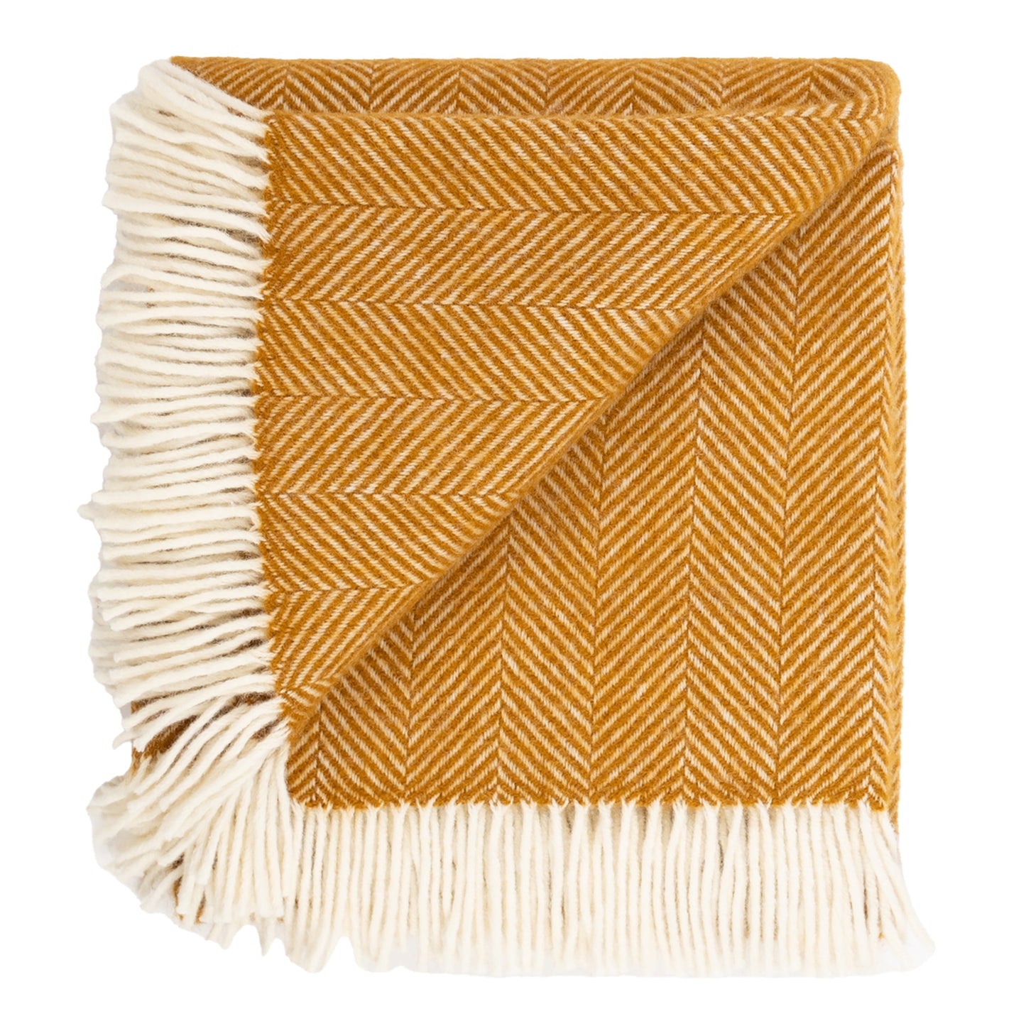 Highland Tweeds Herringbone Pure New Wool Throw - Whiskey