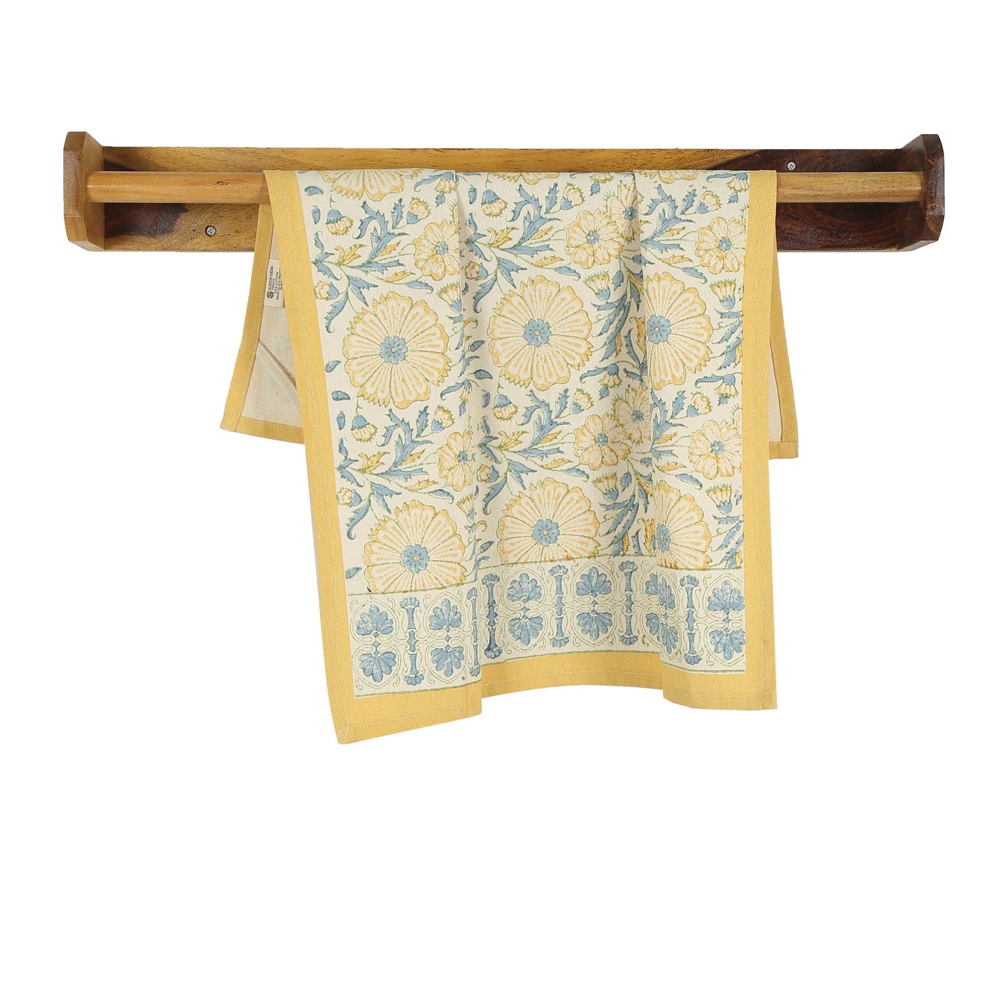 Hand Block Printed Cotton Kitchen Towels | 27″ × 19″ | Set of 2 | Fair Trade | STREAMLINE
