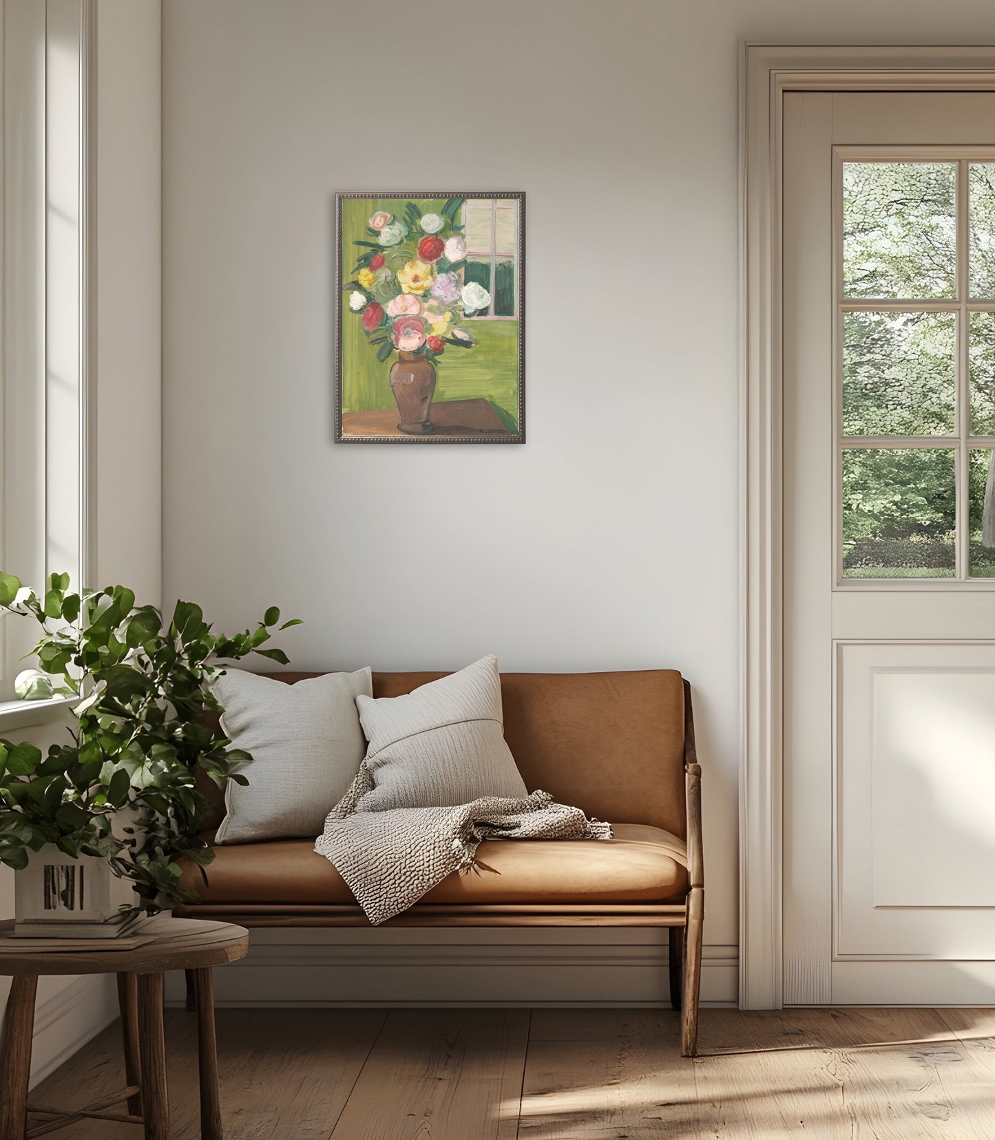 Vintage Floral Oil Painting Reproduction