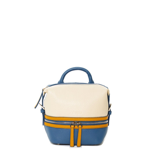 SUSU Blue Leather Backpack Purse for Women Convertible Crossbody Bag Medium Size with Front and Back Pockets