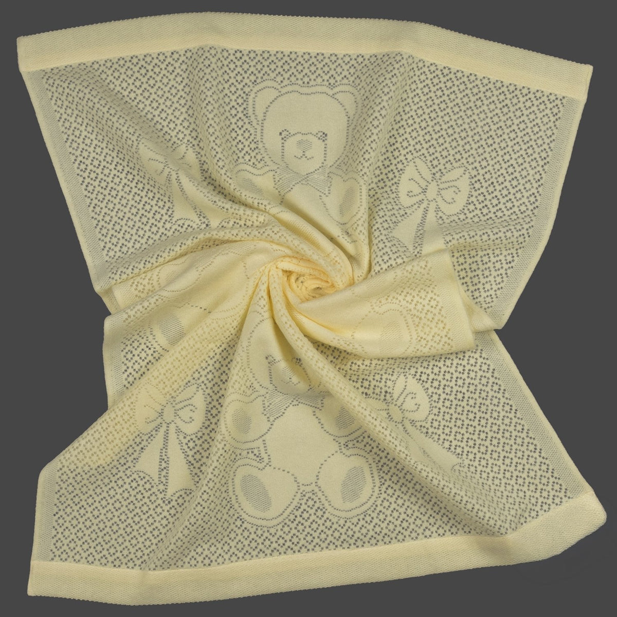 Southampton Home Lace Weave Bears & Bows Baby Blanket - Yellow