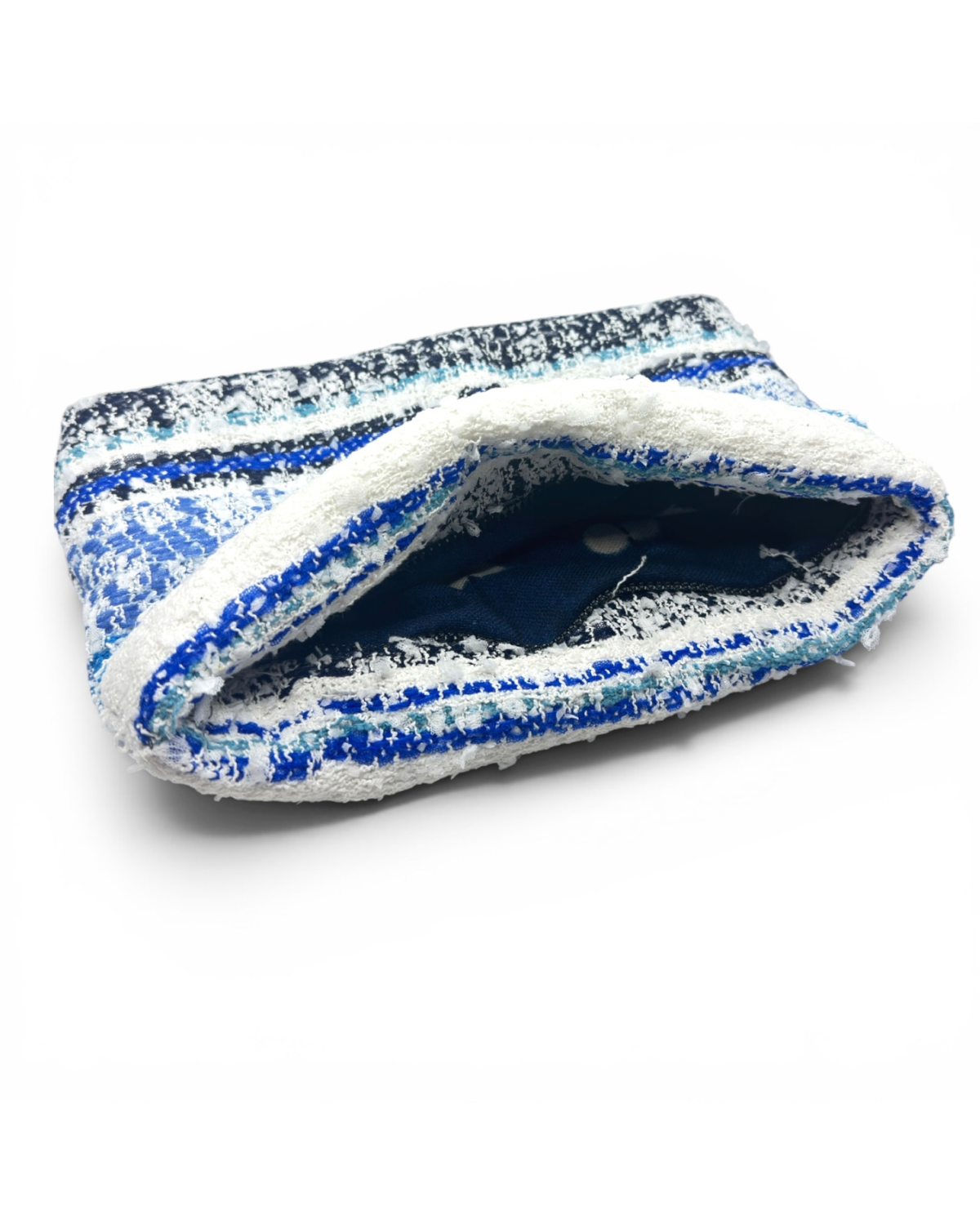 Summer Clutch: Style 001 - Blue, White, Black Boucle