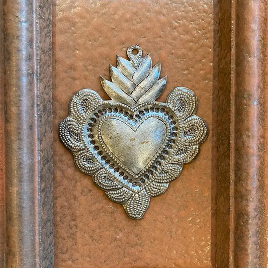 Sacred Heart, Recycled Metal, Religious Folk Art 3"