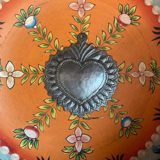 Sacred Heart, Wall Decor,Handmade Metal Haiti 4.25" x 4.5"
