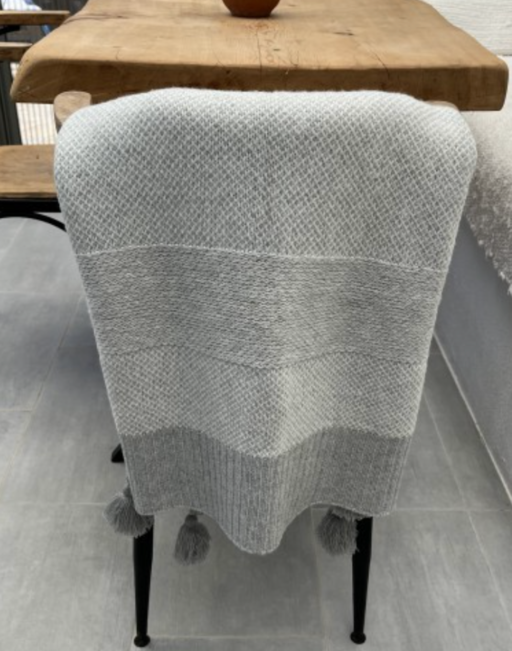 Wool Blended Throw - Grey