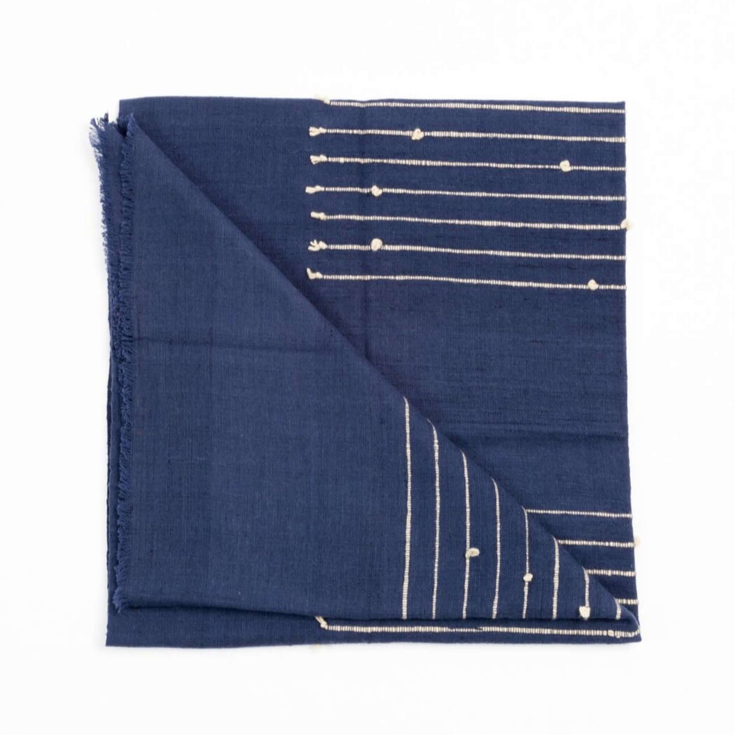 Rosewood Indigo Hand Knotted Stripes Handloom Merino Throw
