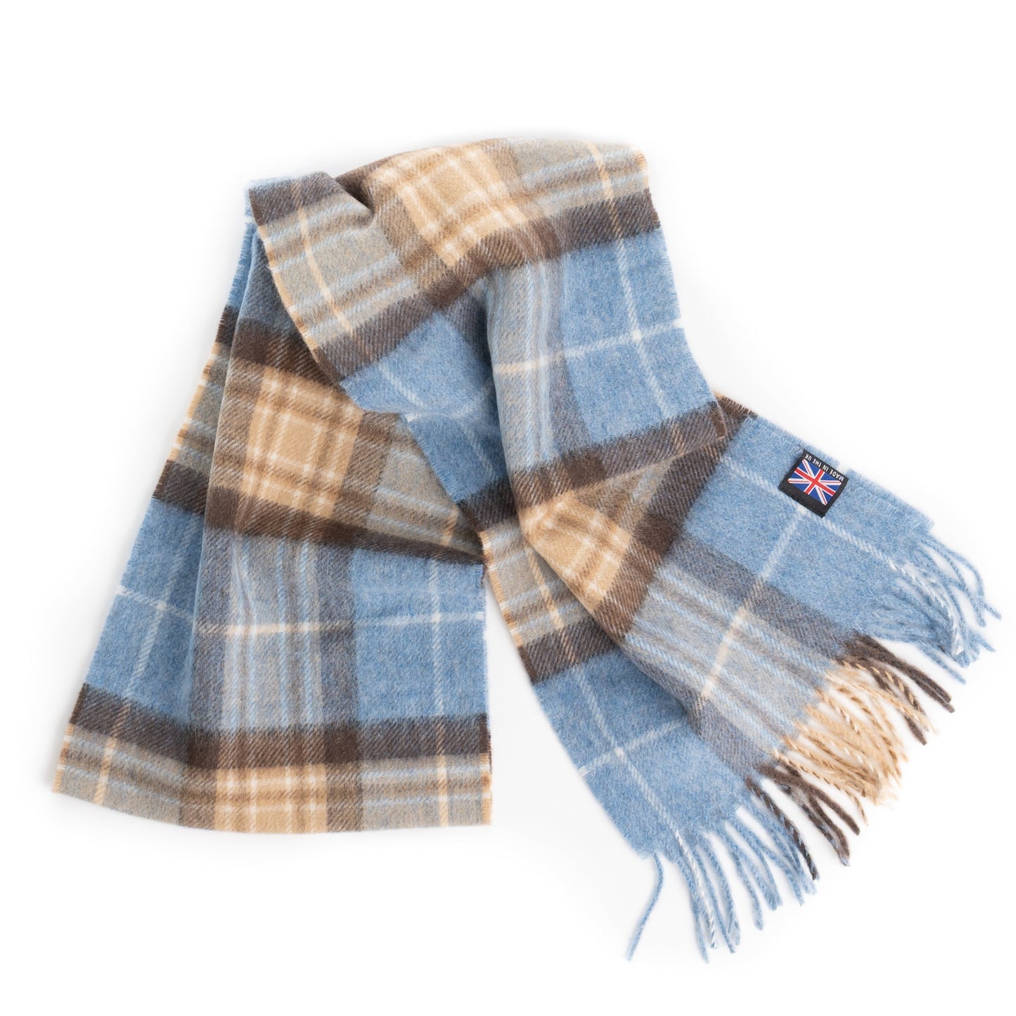 Prince of Scots Fringed Merino Wool Scarf (Blue McKellar)