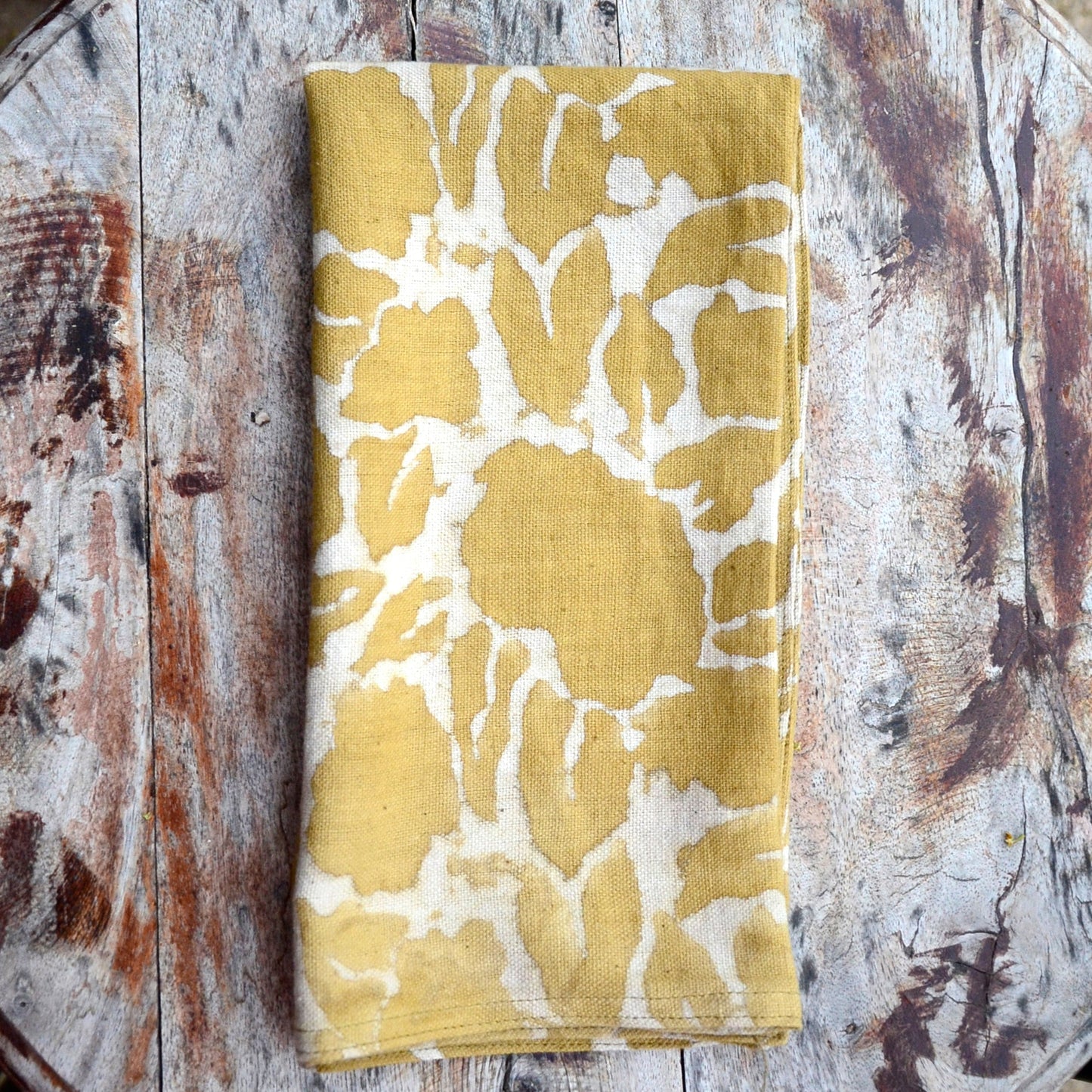 S/4 Yan Mustard Block Print Napkins