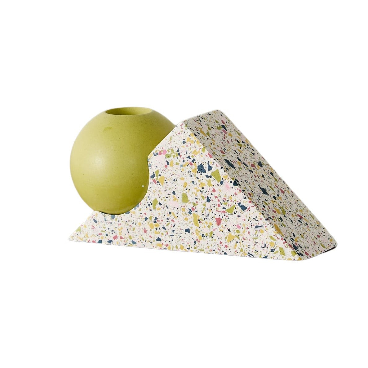 Equilibrium Bright Green & Pink Terrazzo Taper Candle Holder