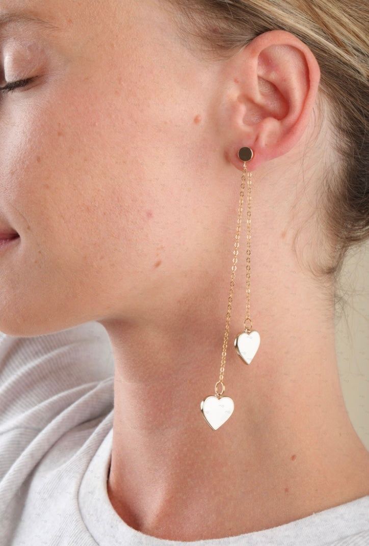 Single Hearted Girl White Heart Earrings | Gold Filled