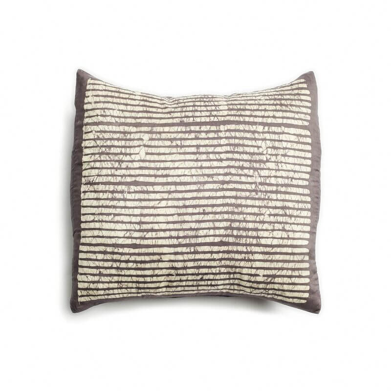Maple Black Block Printed Stripes Mulberry Silk Pillow Cover