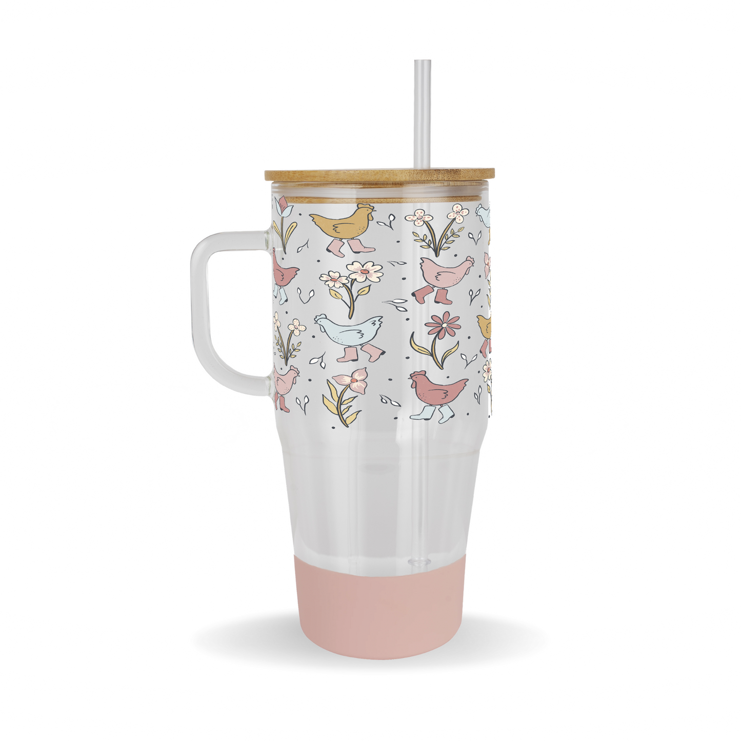 Funky Chicken in Rainboots 32oz Tumbler & Pink Boot Bundle