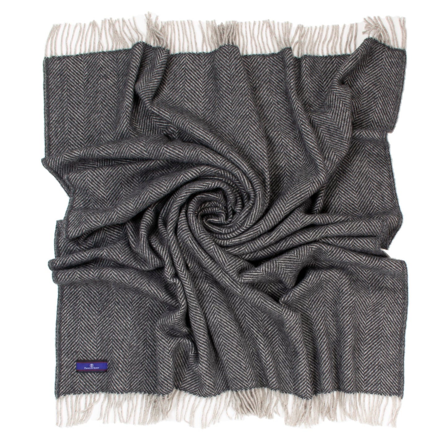 Highland Tweeds Herringbone  Pure New Wool Throw - Charcoal