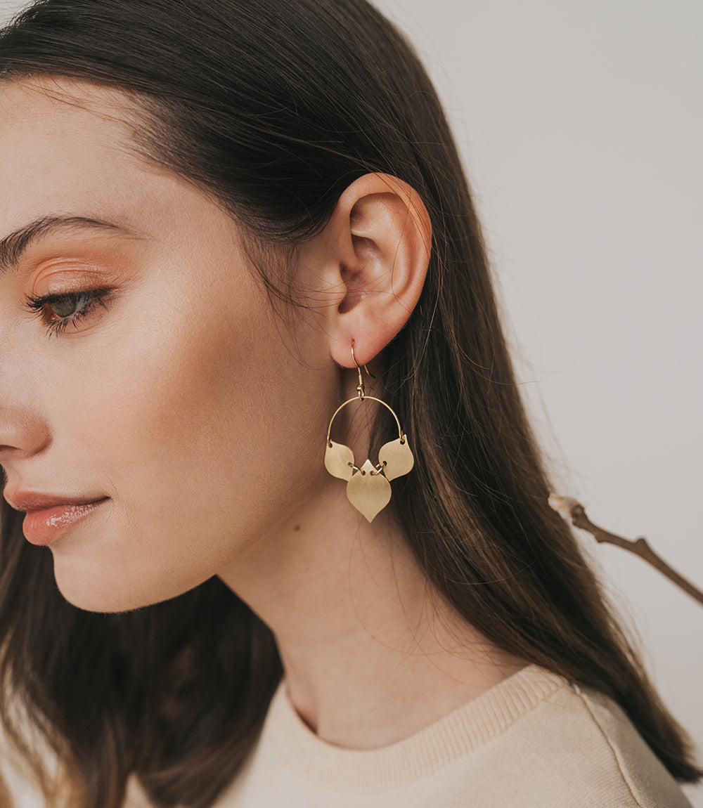 Chameli Leaf Drop Earrings