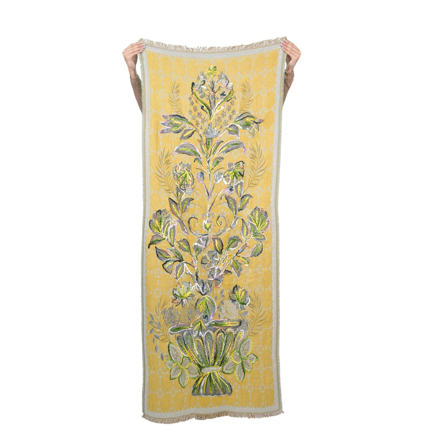 Divine Flora Woven Scarf  - Antique Moss