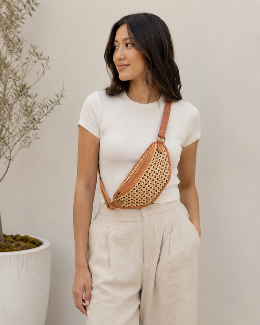 Raja Leather and Cane Sling Bag
