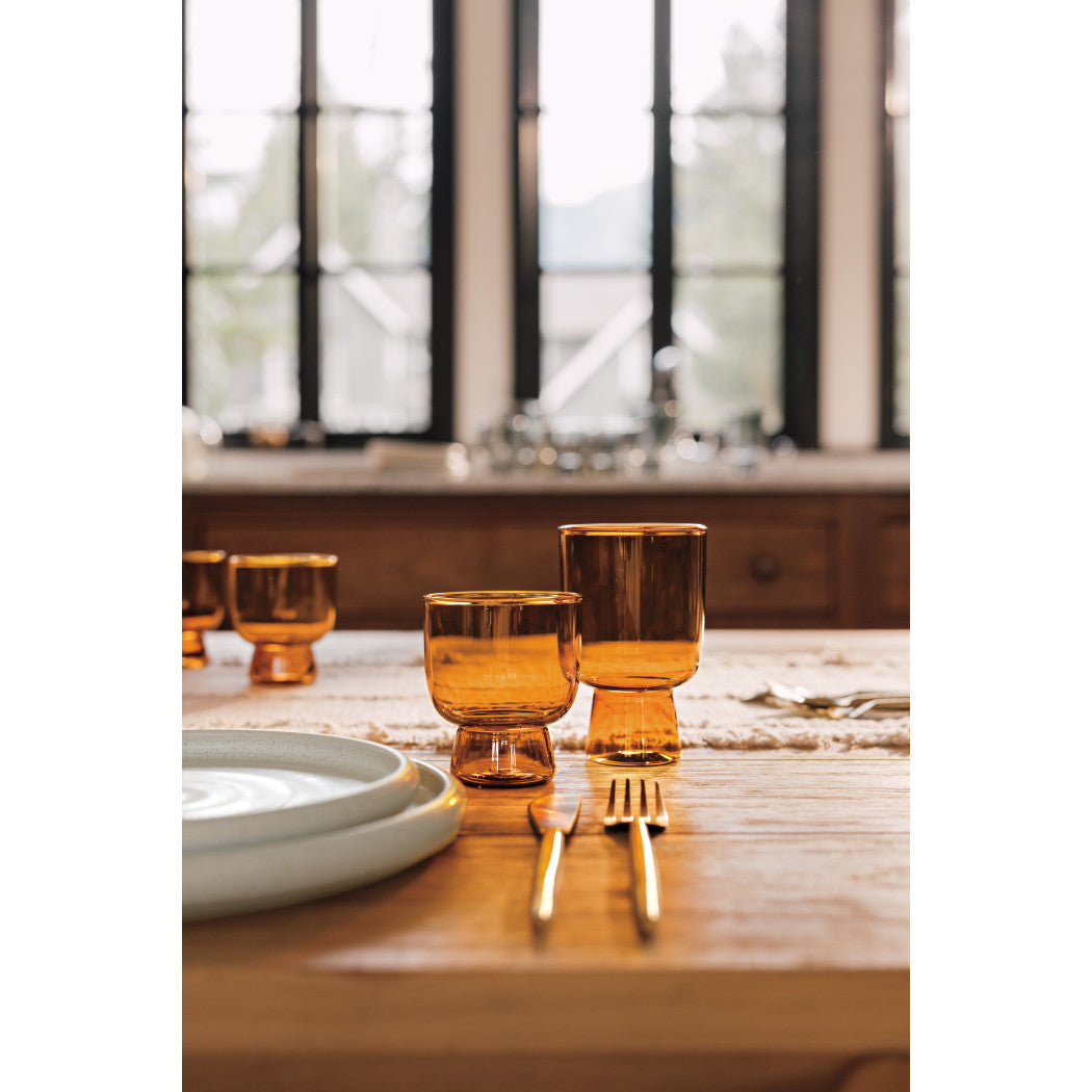 Set of 4 Tumbler 7oz Pedestal Amber