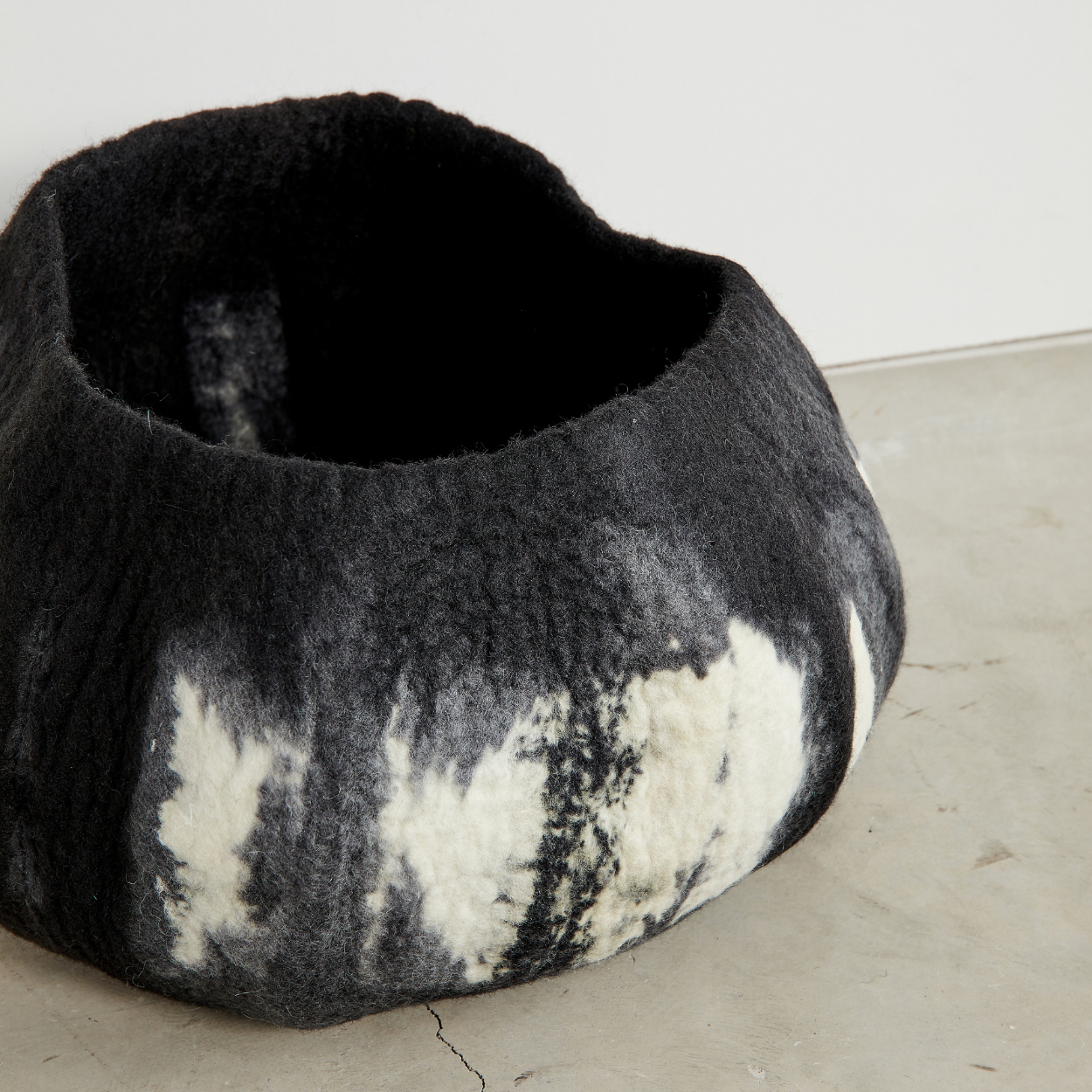 Adire Tie-Dye Blue & Black Ghana Wool Basket