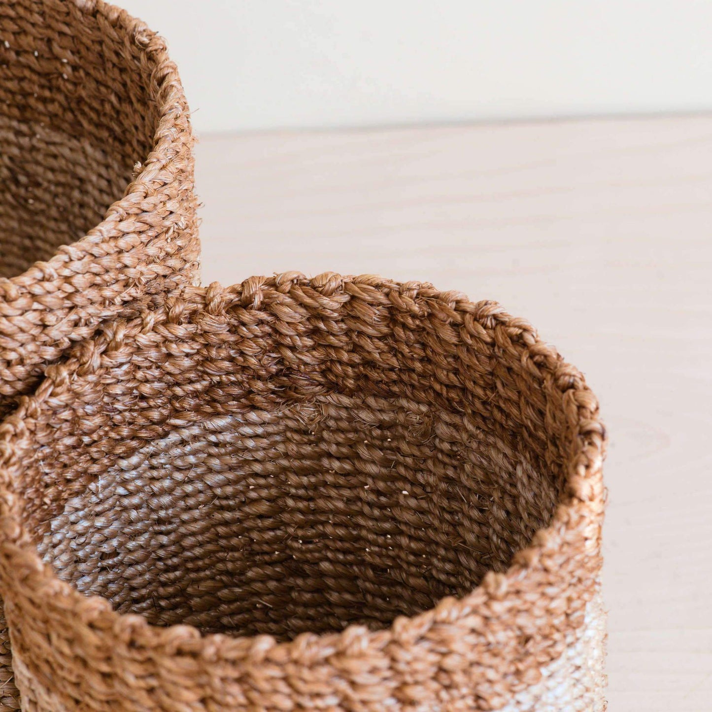 S/2 Natural + Brown Tabletop Bins