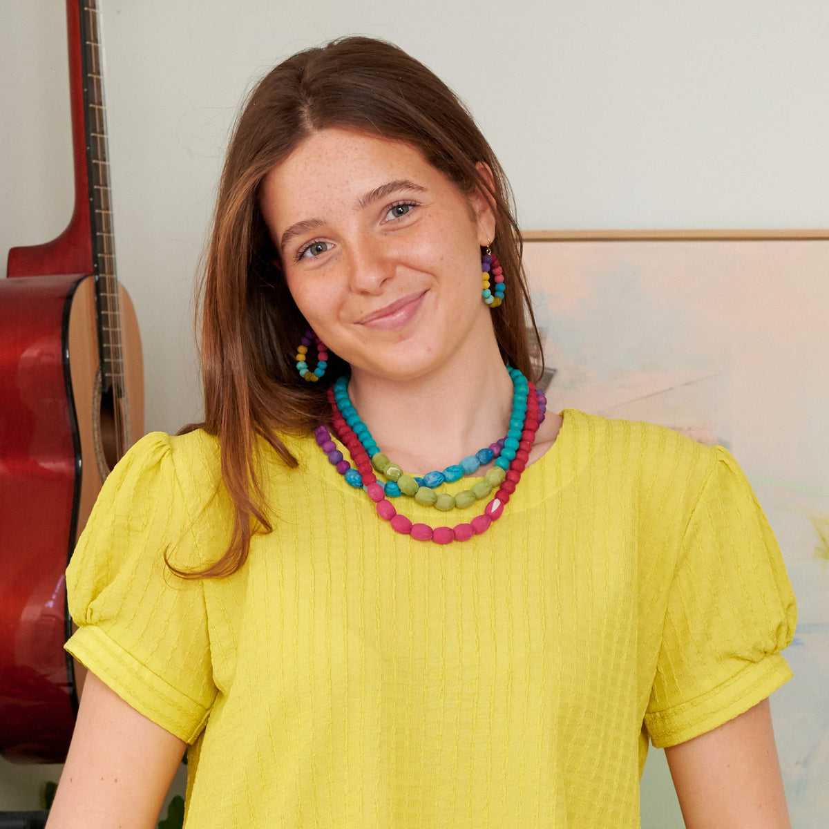 Kantha Couplet Necklace | Plum/Turquoise