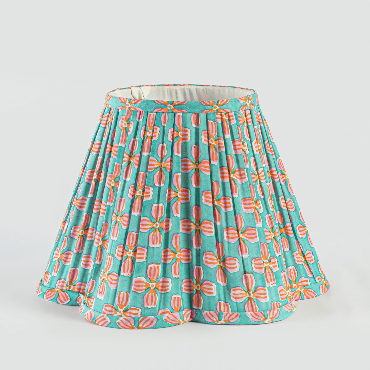 Scalloped Petals Handblocked Cotton Lampshade