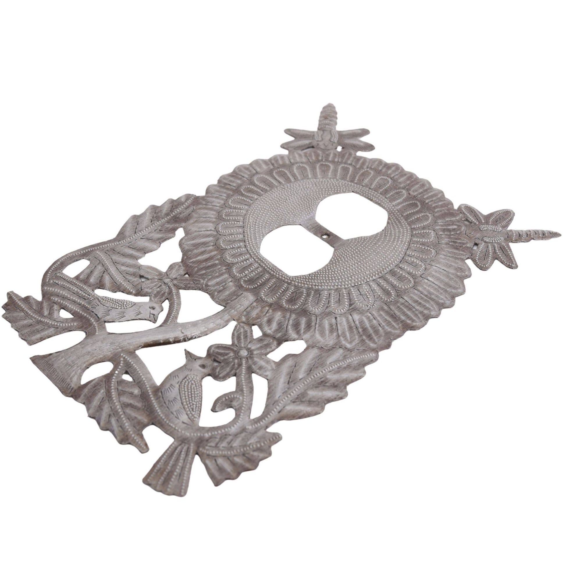 Haitian Metal Sunflowe Outlet Plate Cover with Dragonflies