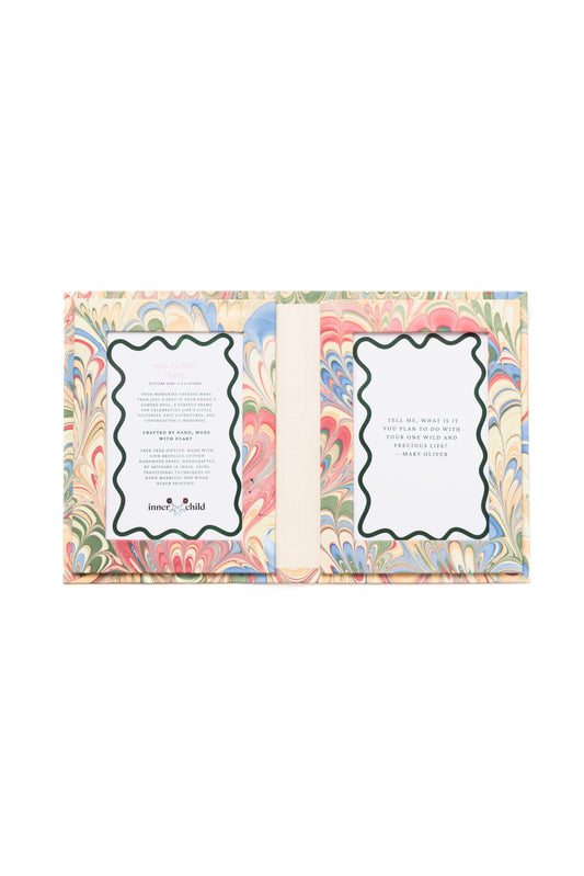 Hand Marbled Picture Frame Folding Book, 4x6 in Multicolor