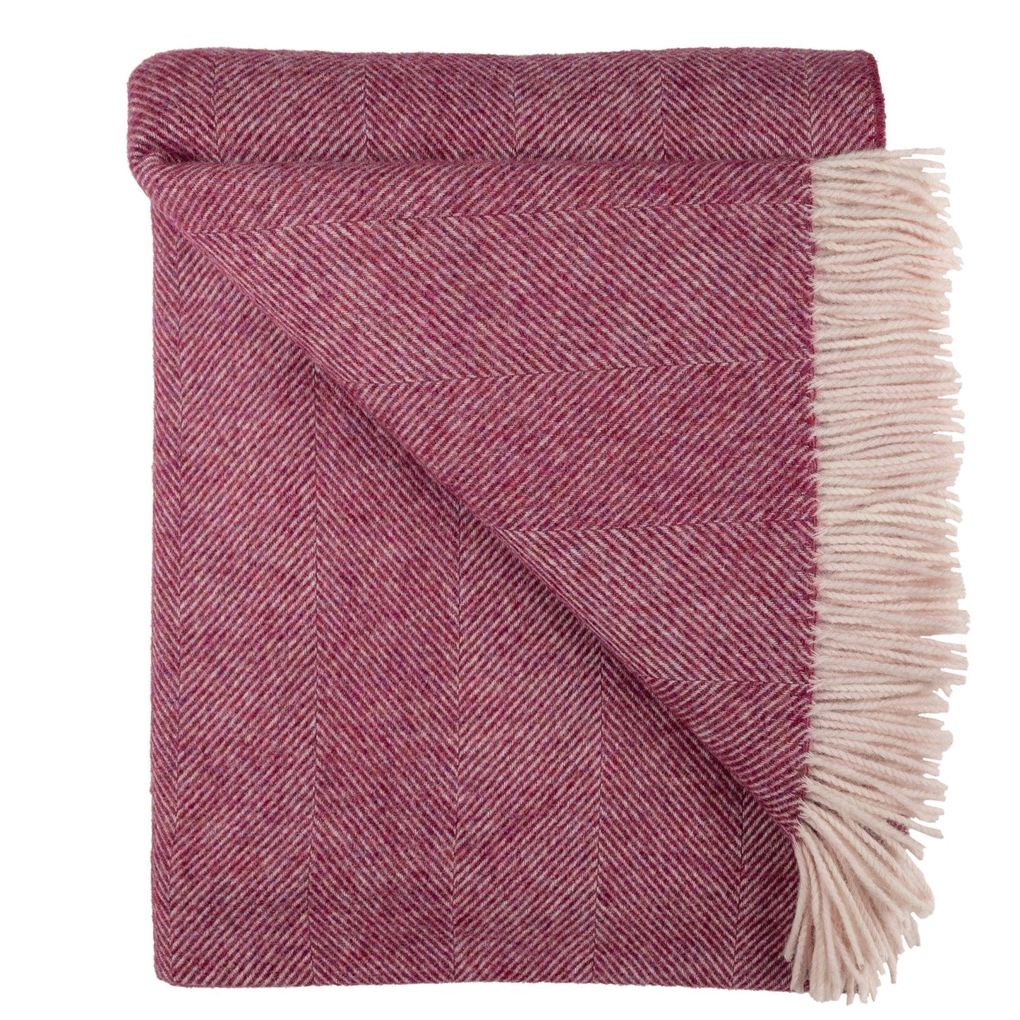Southampton Home Shetland Lambswool Herringbone Throw – Berry