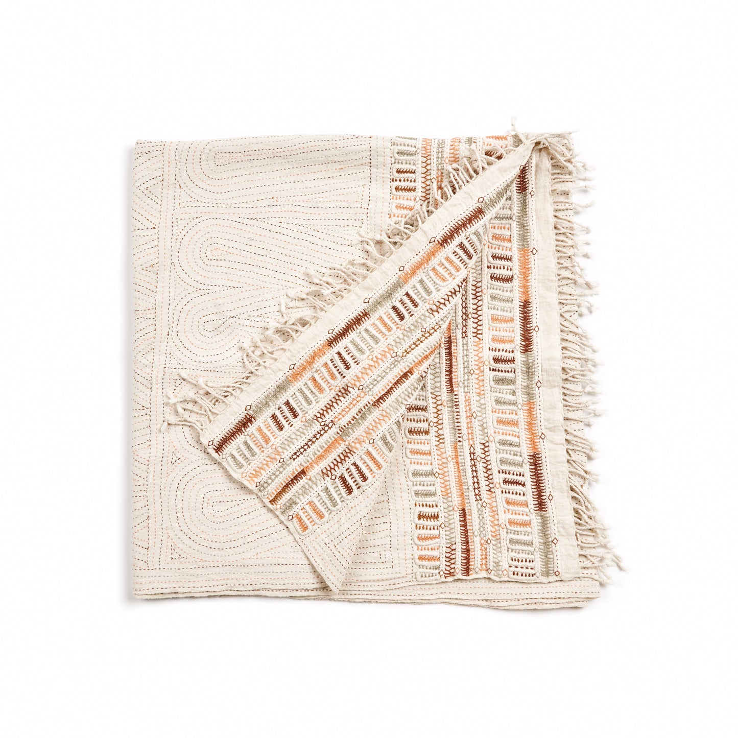 Unah Fully Hand Embroidered Handwoven Organic Cotton Throw