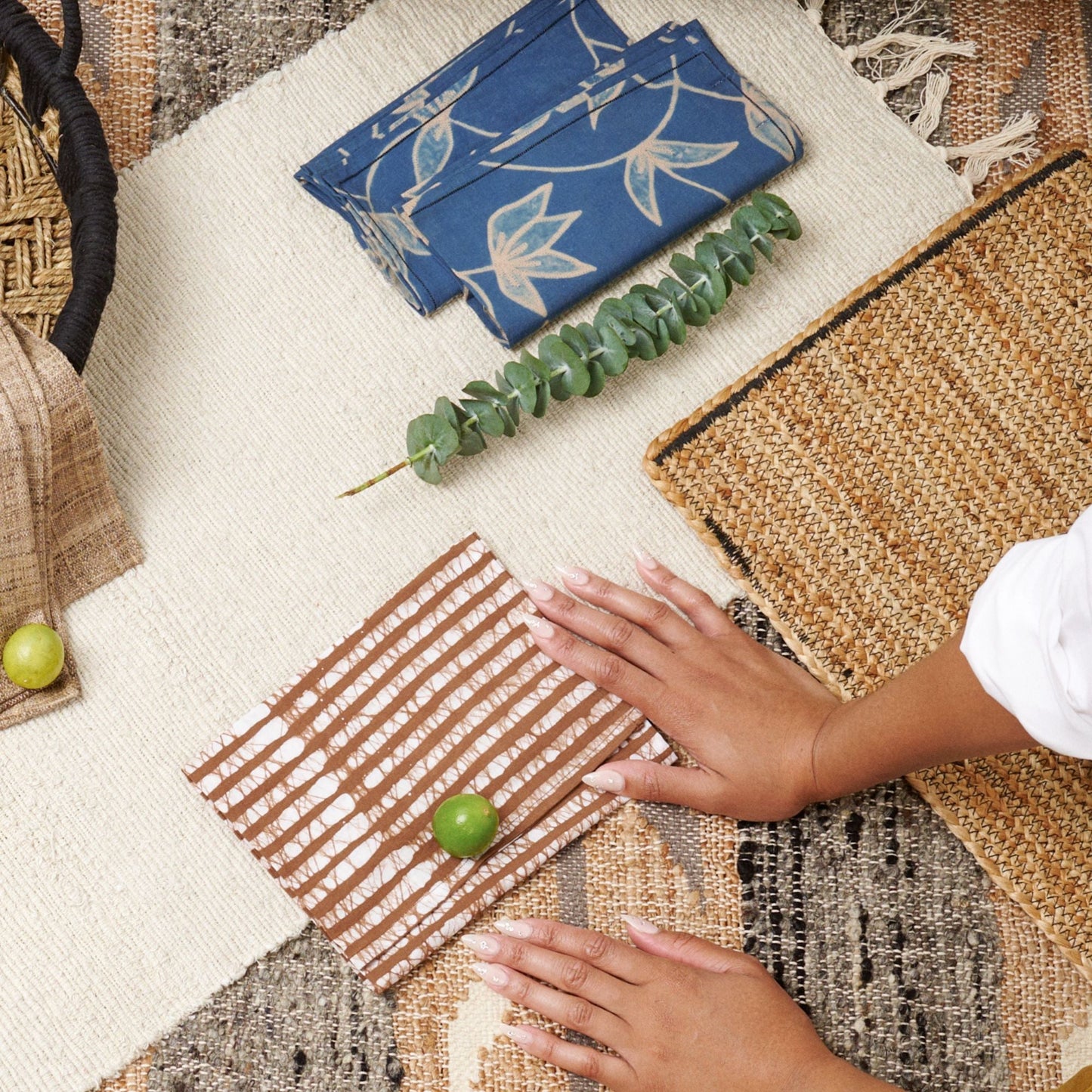 Folio Indigo Handcrafted Shibori Cotton Table Napkins ( set of 4 )
