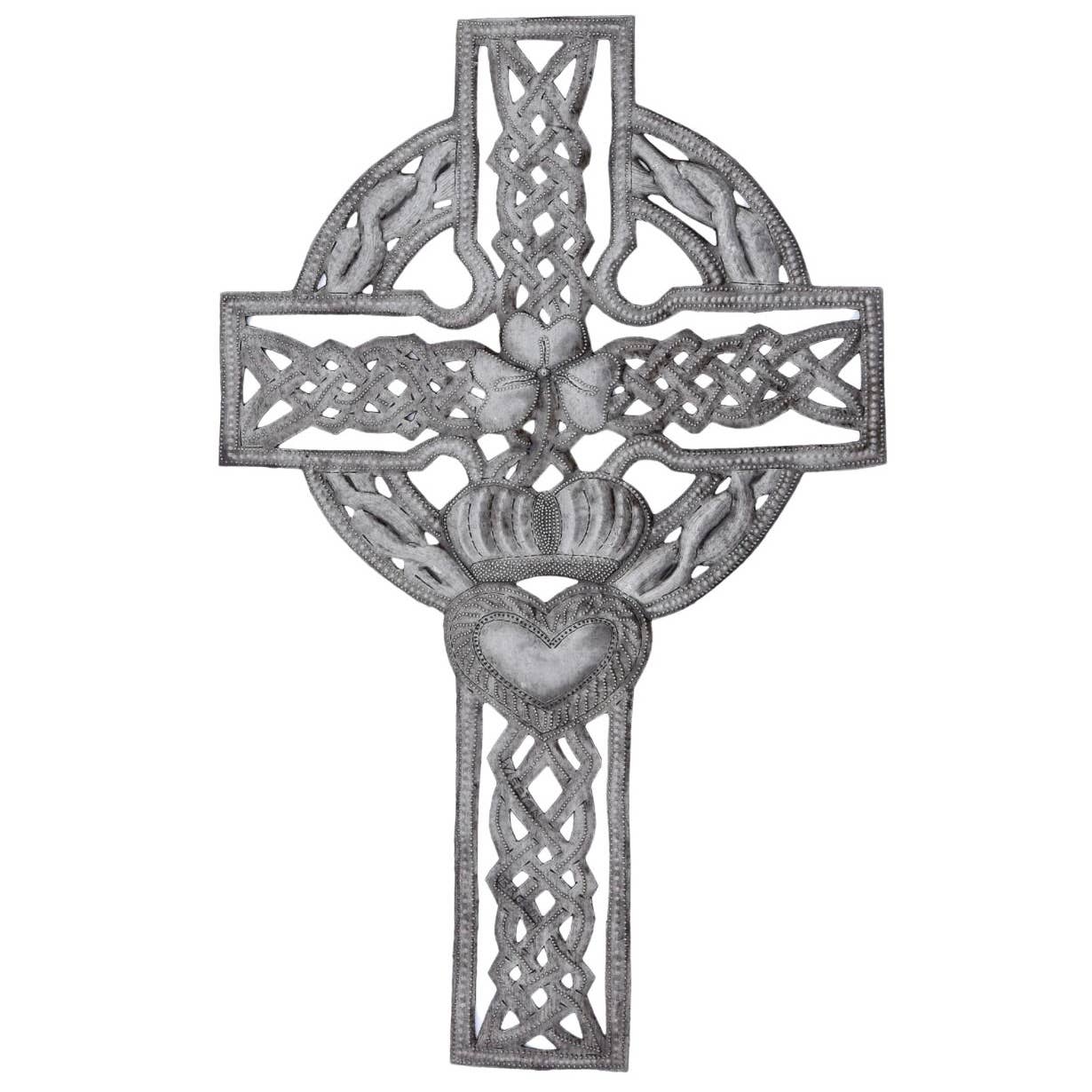 Metal Celtic Cross Wall Hanging – Handmade from Recycl