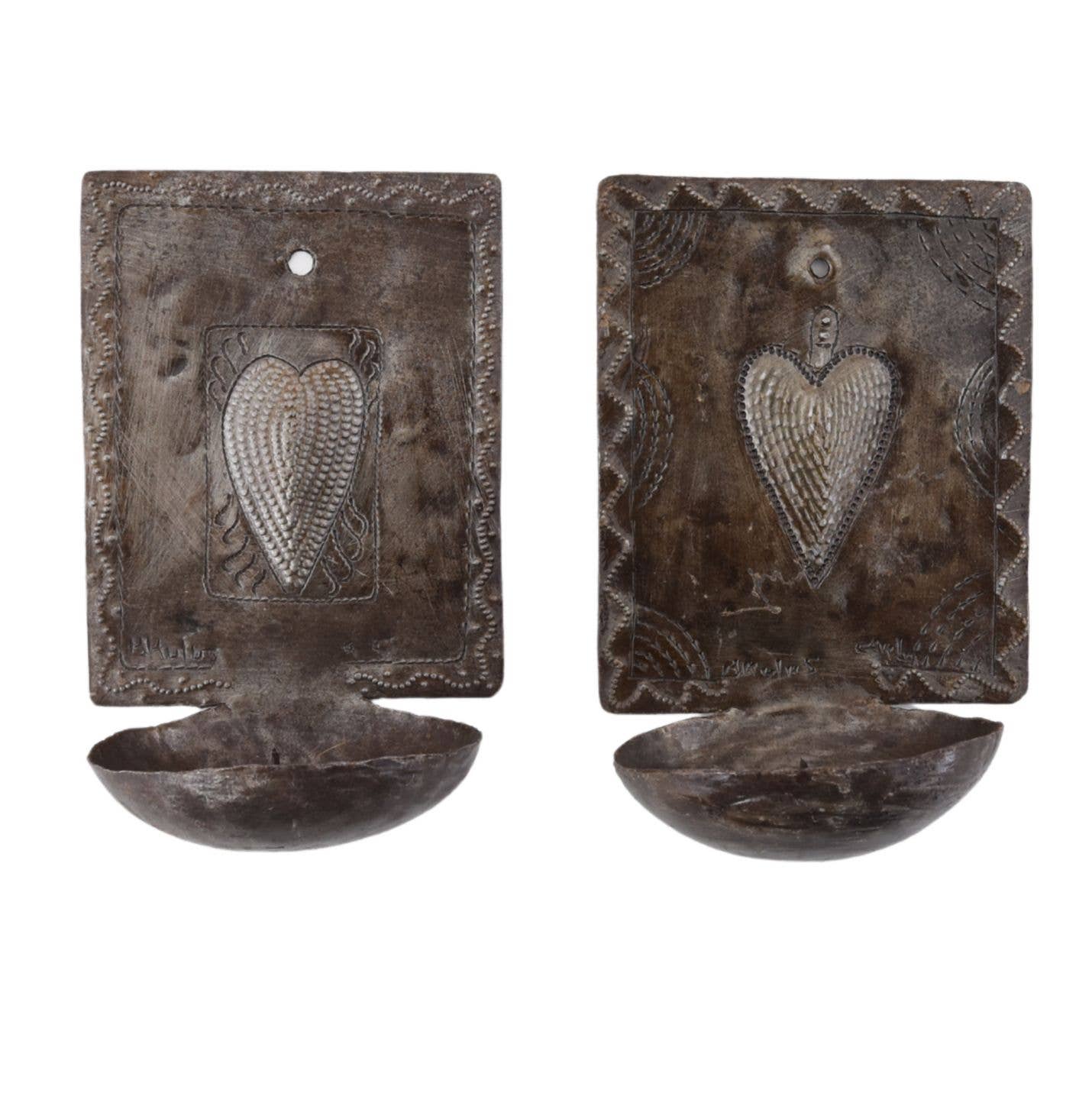 Haitian Metal Wall Sconce Candle Holders – Set of 2 – Heart
