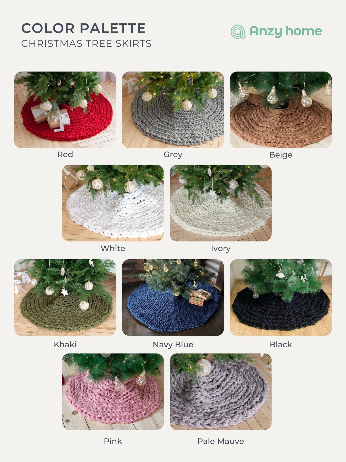 Black Chunky-Knitted Christmas Tree Skirt | US Stock