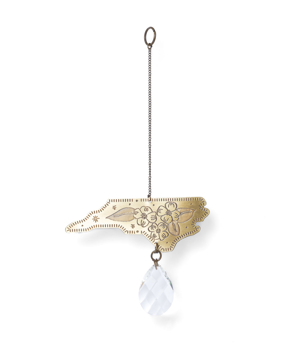 North Carolina State Dogwood Engraved Suncatcher