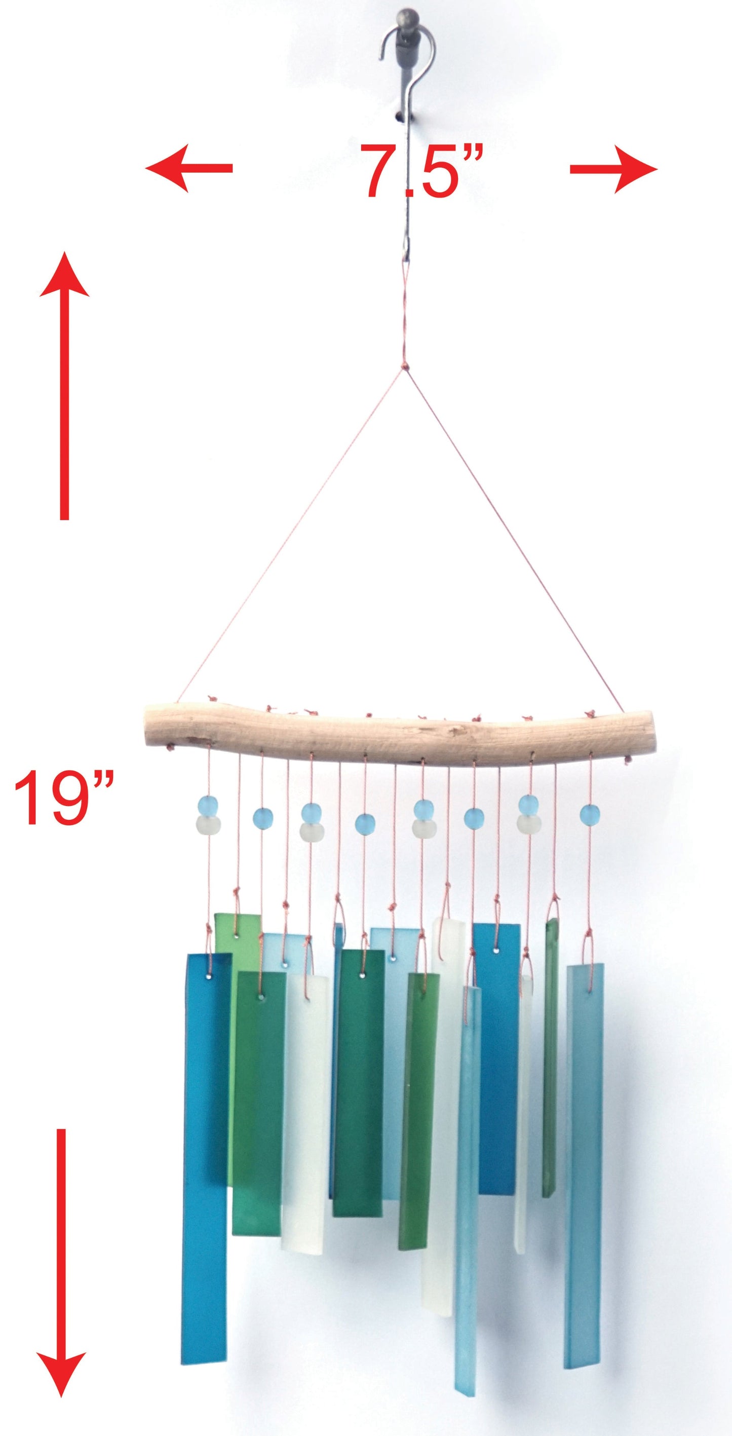 Recto, Blue Lagoon Sea Glass Wind Chime