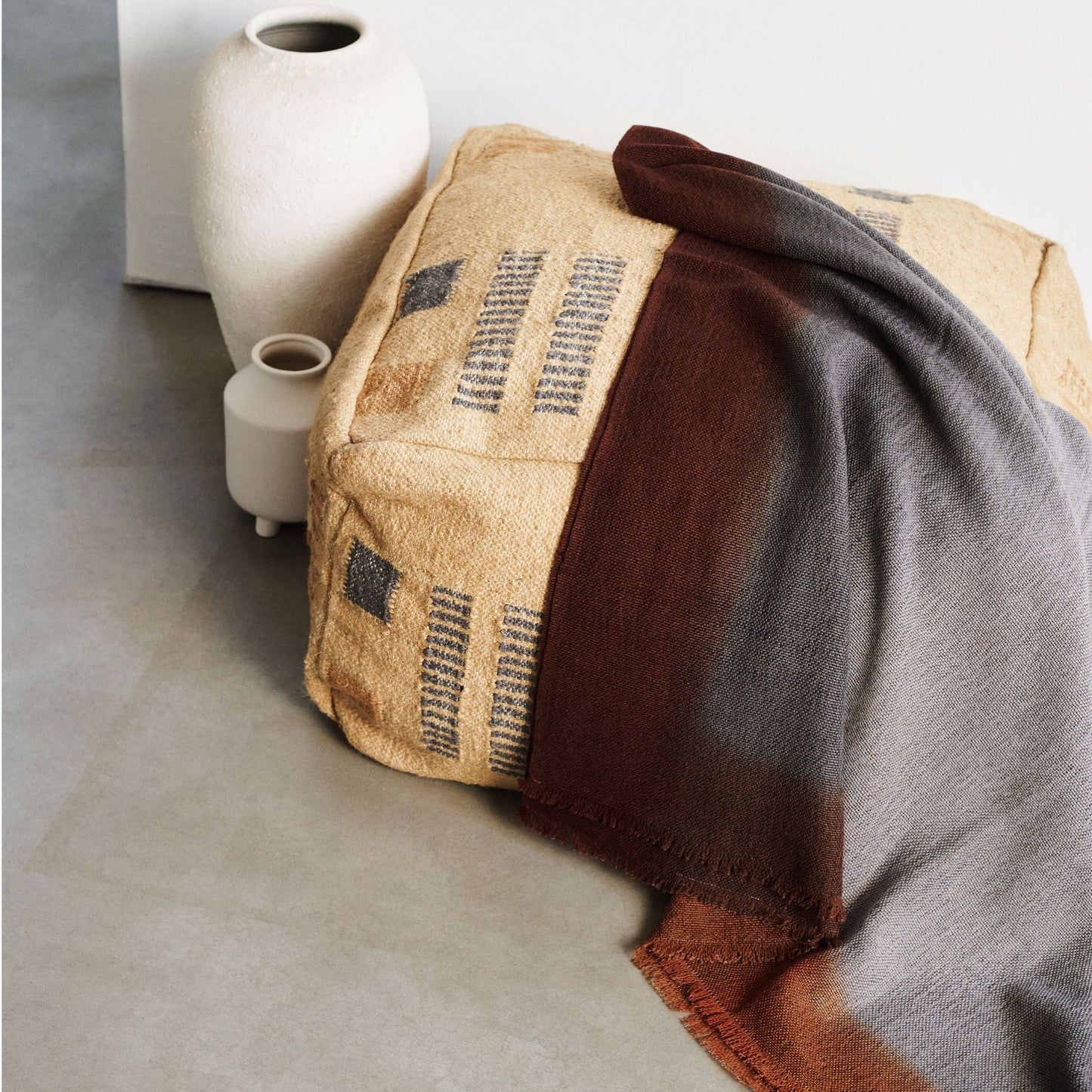 Simply Taupe Brown Gray Hand Spun Merino Handloom Throw