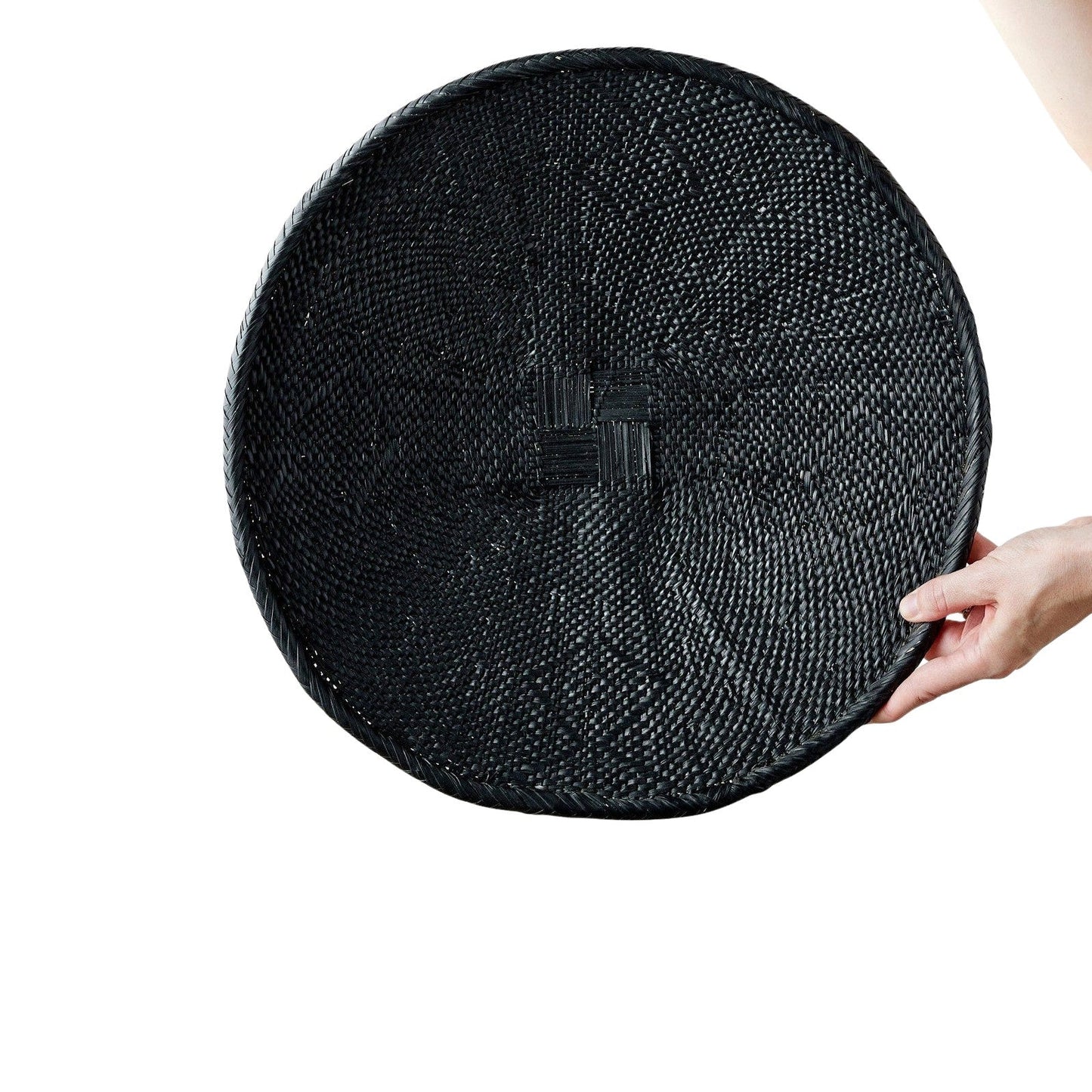 Hand-Painted Black Binga Flat Basket